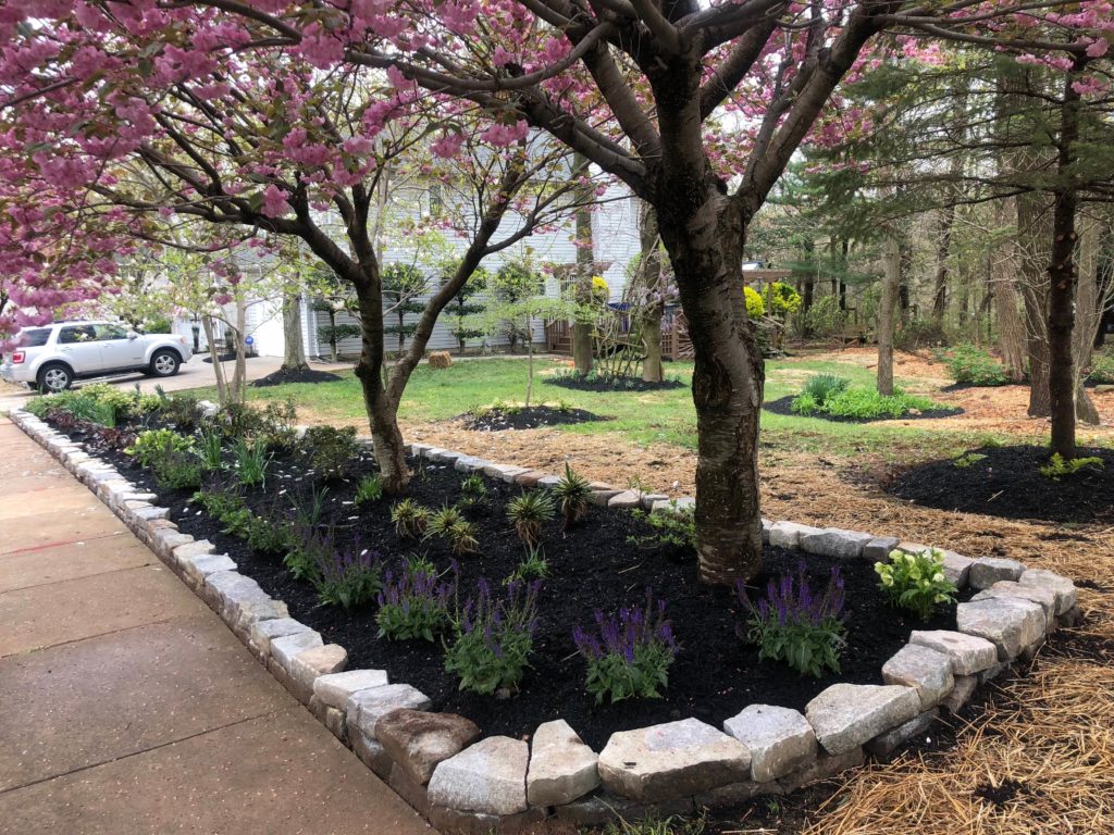 Columbia Purple Themed Landscape & Stacked Stone Wall